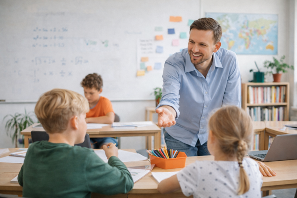 Leerkracht in de les
