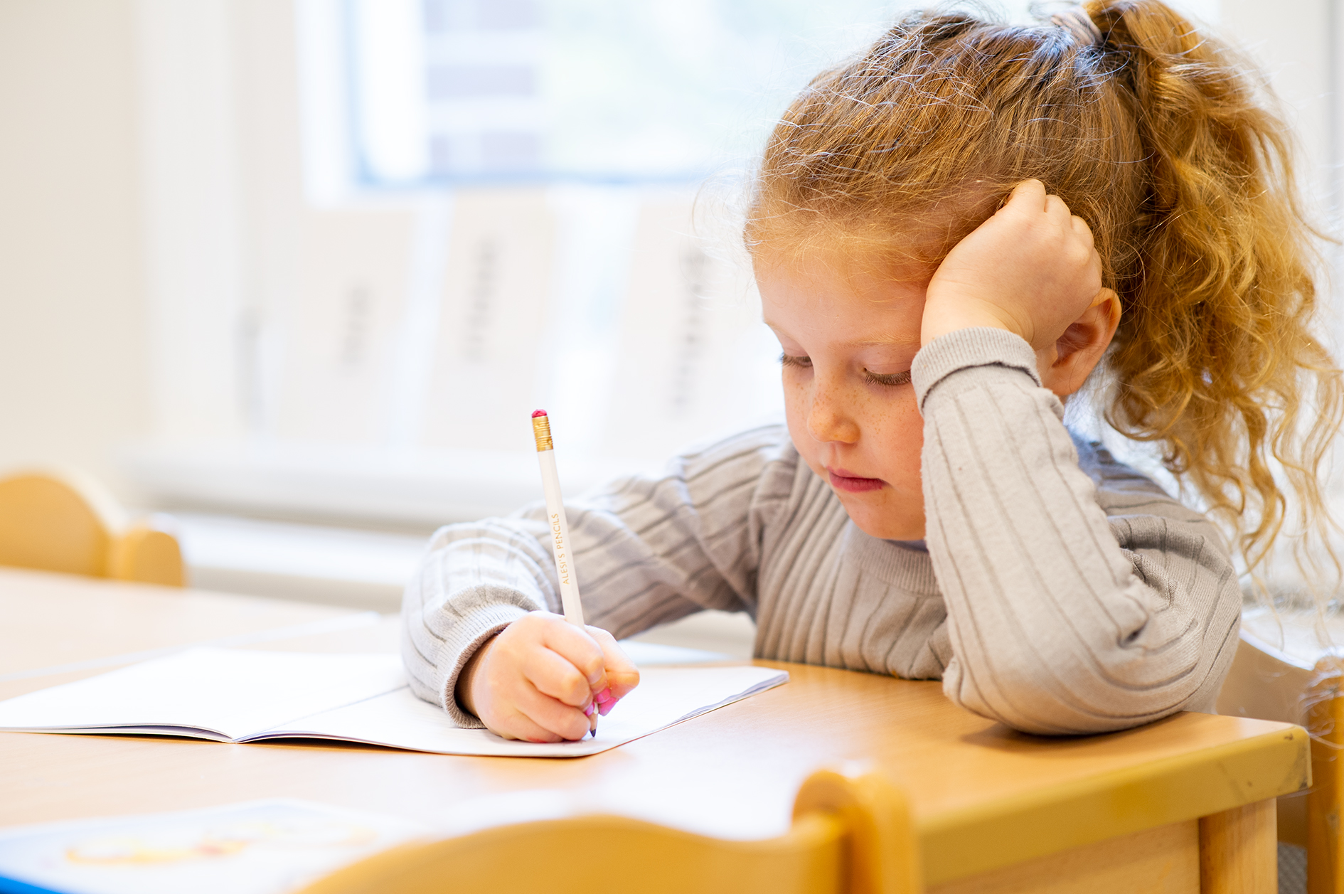 child studying