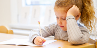 child studying