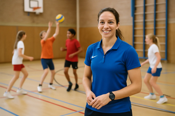 Gymles met docent in de voorgrond